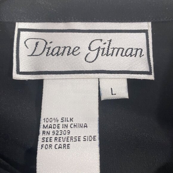 Diane Gilman vintage Silk Cityscape artsy sequin metallic Button-Up tunic top - Picture 4 of 9